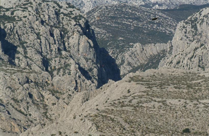 Pogled s mora  teleobjektivom na Malu Paklenicu